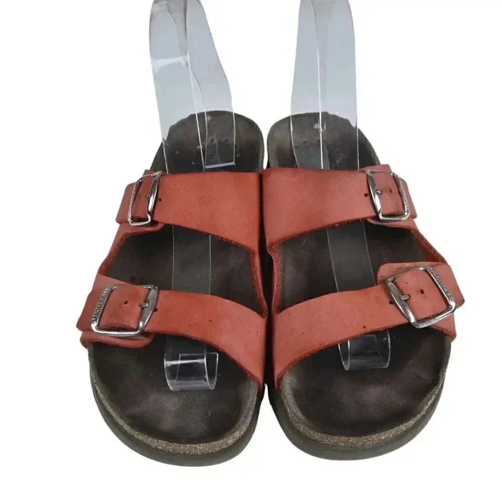 Mephisto Hester Cork Sandal Leather Adjustable Straps Red/Orange Size 37 US 7 - Picture 3 of 14